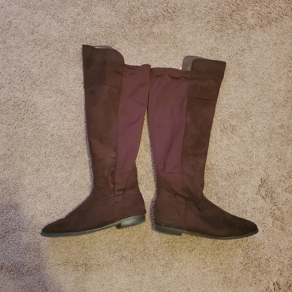 Wet Seal Brown Faux Suede Over the Knee Boots